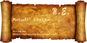 Matyé Etelka névjegykártya